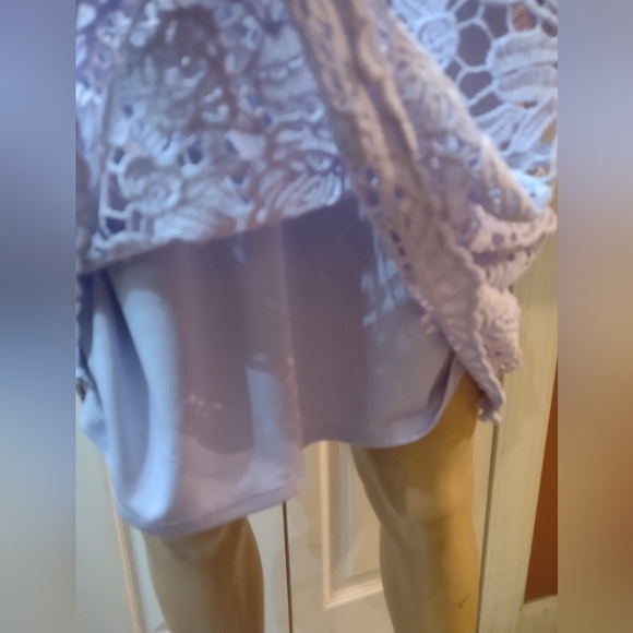 Sandra Darren women's size 8 light purple layered knit floral dress - Picture 4 of 7